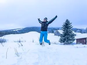 glädjeskutt på winterworkation i Åre, Malin Lundskog bygger självkänsla