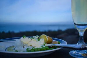 vänner, lutfisk och ledig lördag, champagne, utsikt