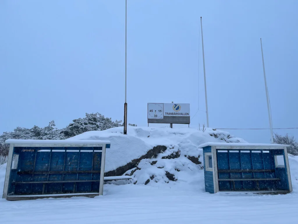 Tranbärsvallen, Knippla, snö, skidåkning