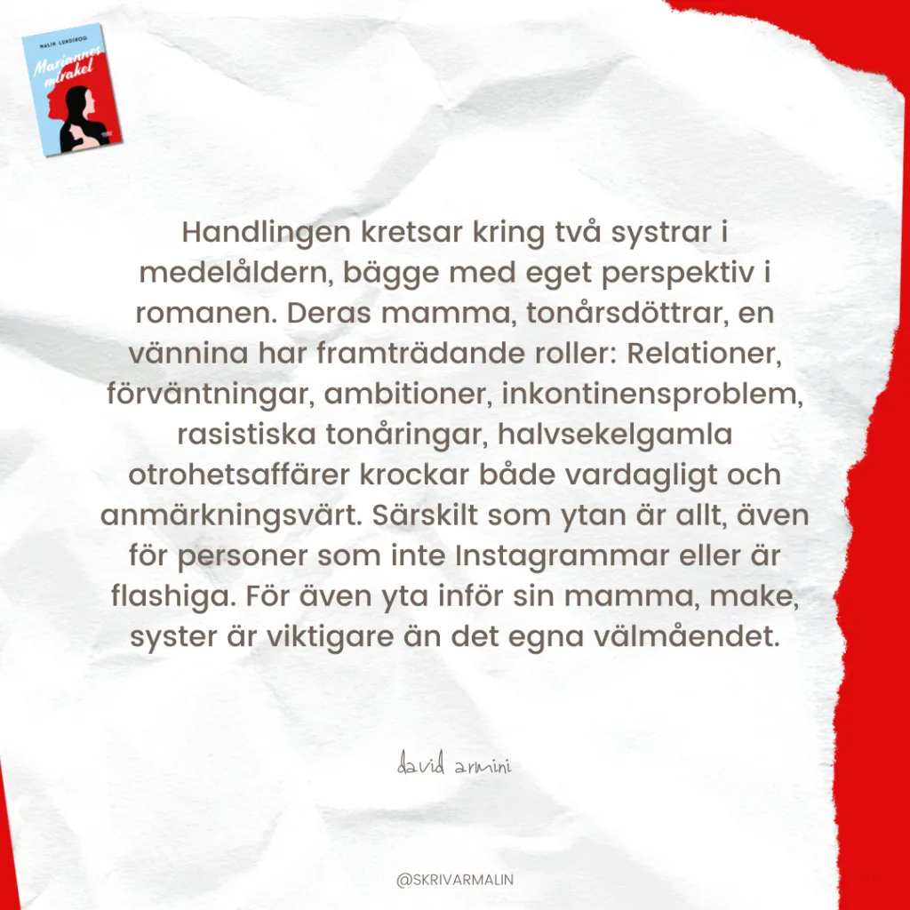 recensioner, Mariannes mirakel, Malin Lundskog, författare
