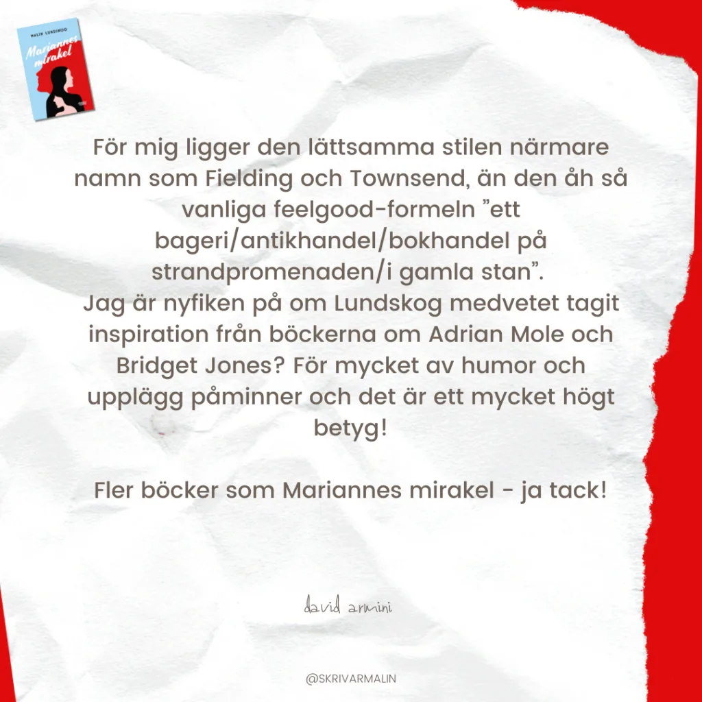 Mariannes mirakel, debutroman, recension