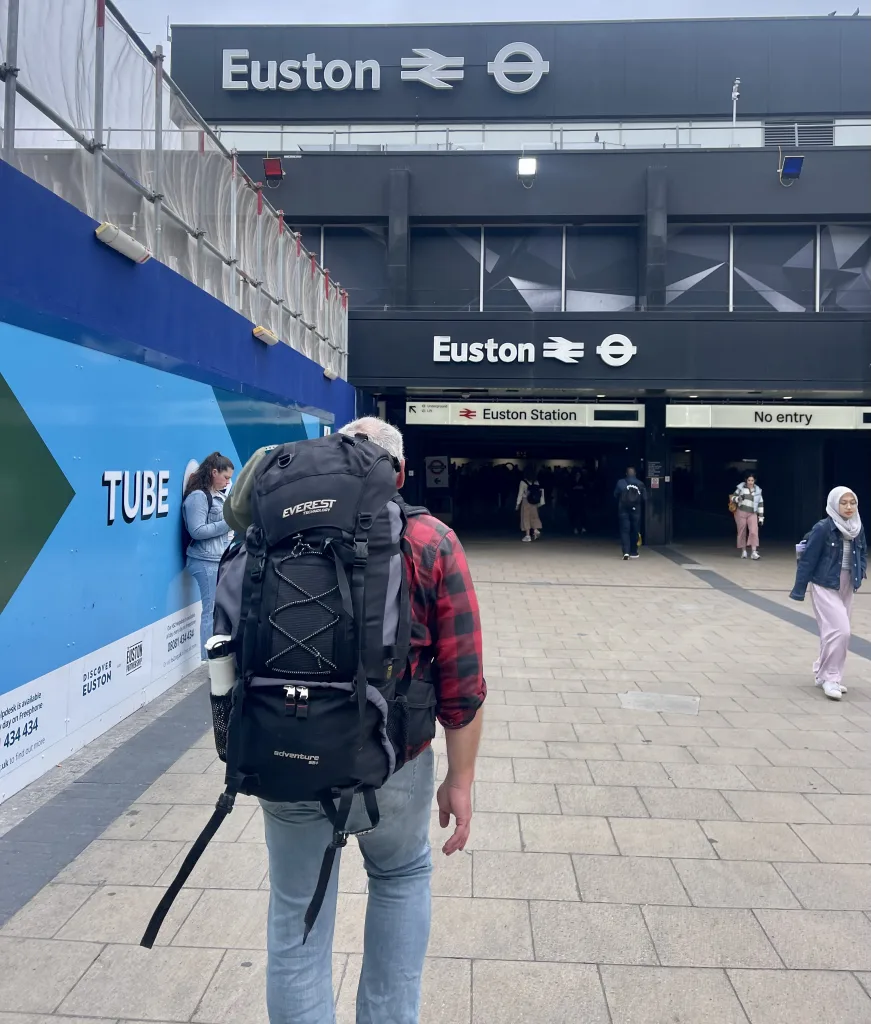 Rutten för tågluffen till Dublin, London Euston, 