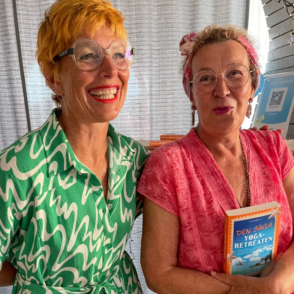 den jävla yogaretreaten, den färgglada releasefesten, Malin Lundskog, Britta Sjöström