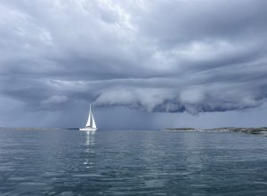 det vackra vädret, segelbåt, åska, knippla, västkusten