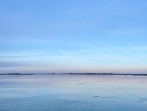 utsikt från Knippla, svanpar, mellandagar, himmel, hav