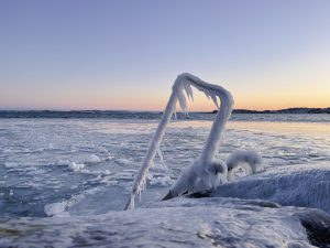 vinter, is, västkusten, knippla