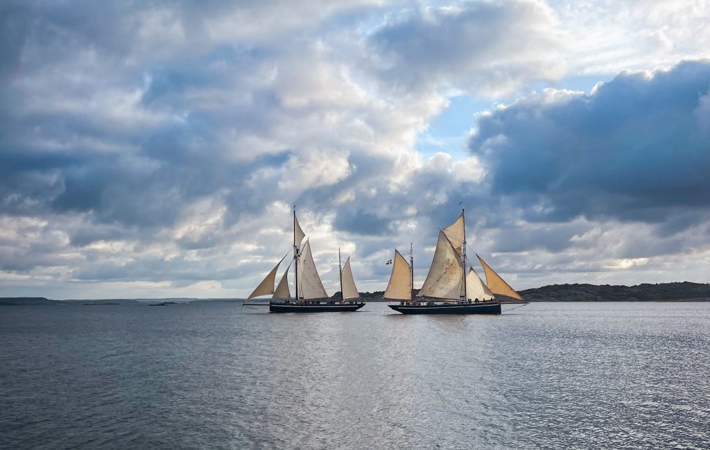 möte mellan segelfartyg, utsikt från knippla
