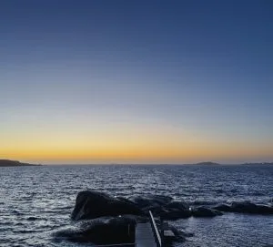 utsikt från knippla, solnedgång, februari