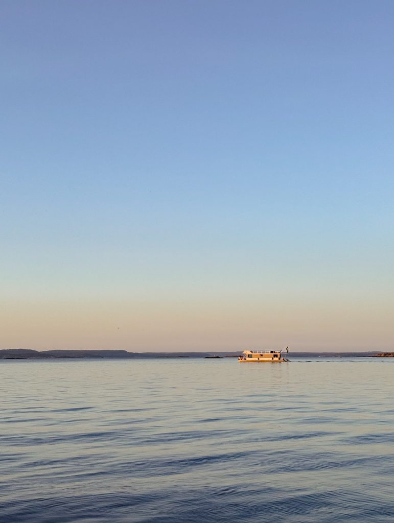 husbåt, solnedgång, västkusten, knippla, en utenatt i månaden