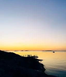 solnedgång, knippla, västkusten, en utenatt imånaden