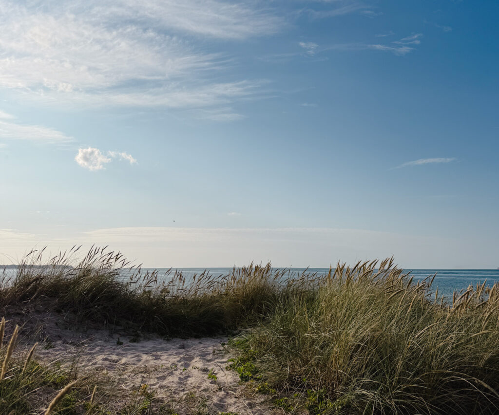 utsikt, stranden, hornbaek