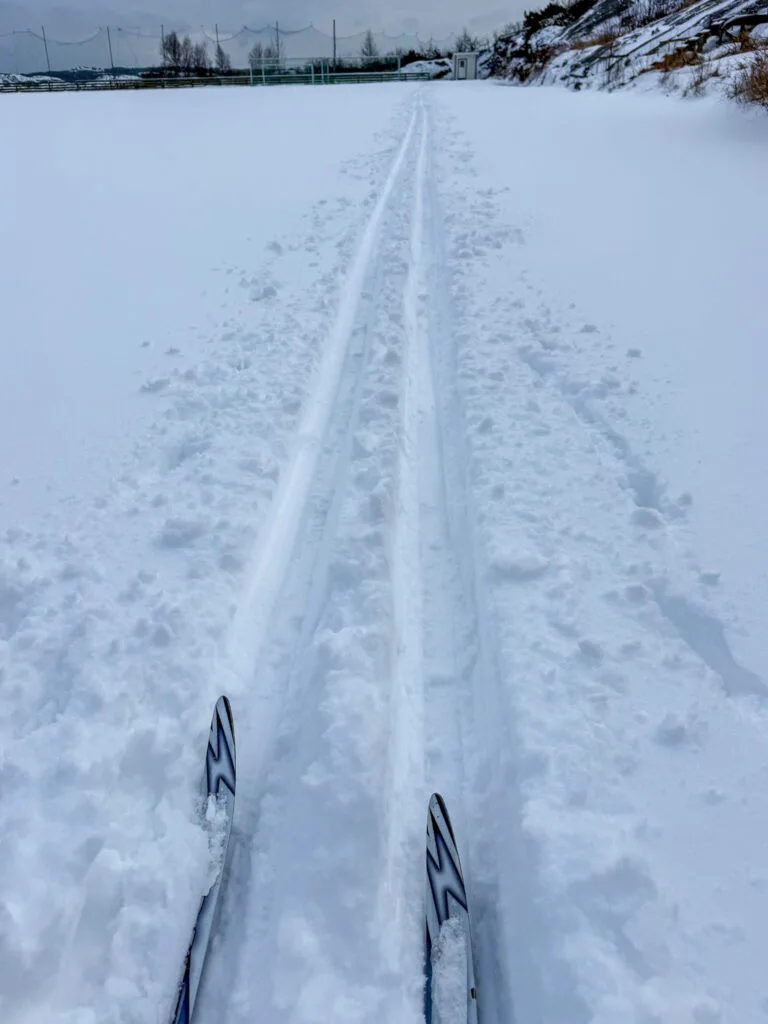 guldmedaljer, os-anda och ö i snö, skidspår, fotbollsplanen på Knippla, snö, skidtoppar